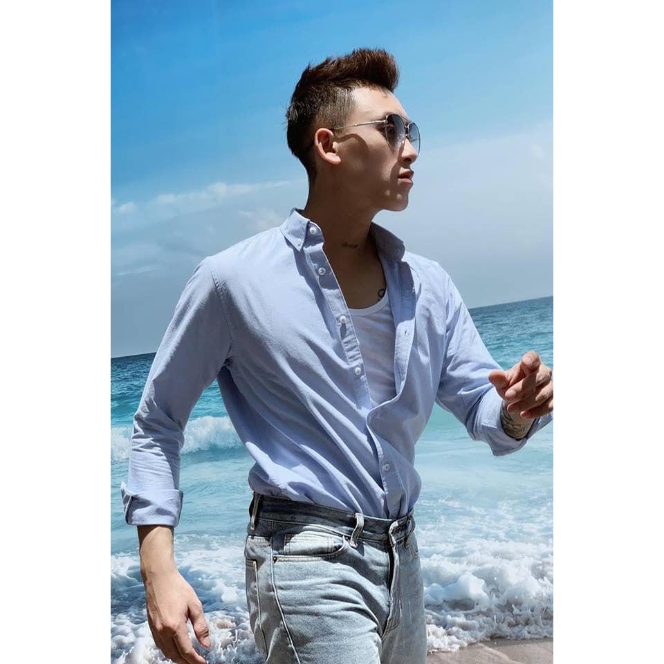 Áo sơ mi xanh nam Oxford  sơ mi nam chất cotton SỒI mịn, nhẹ, mặc mát, mềm gấp hộp cực xịn