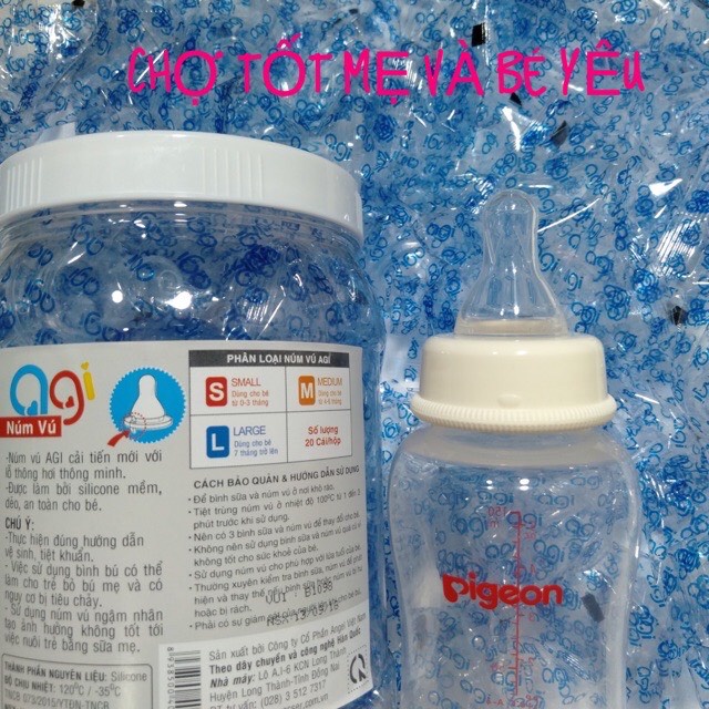 Núm Vú Bình Sữa Cổ Hẹp , Núm Ty Thay Bình Sữa Agi (đủ size S/M/L)