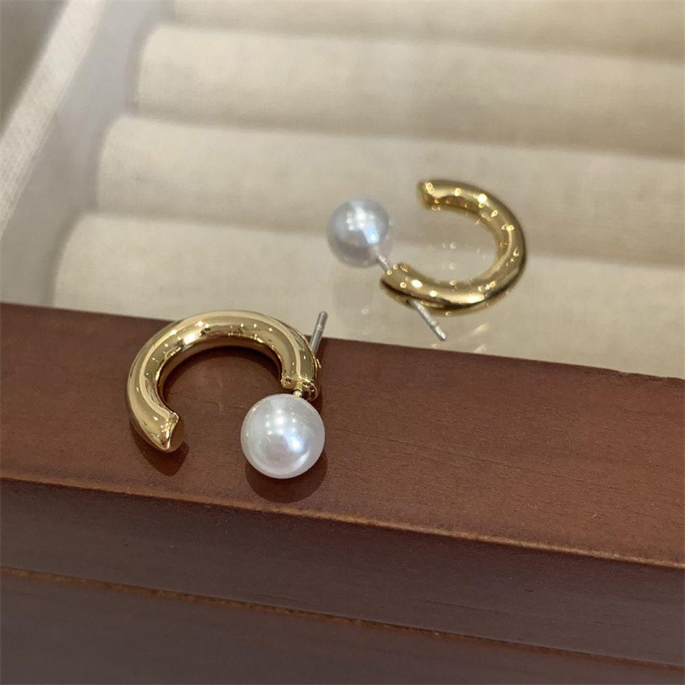 Khuyên Tai Bán Nguyệt Sang Trọng Cho Nữ|Khuyên Tai Kim Loại Hình Chữ C Cá Tính