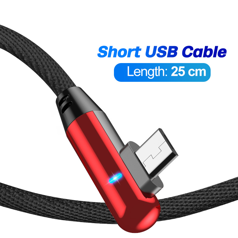 Dây cáp sạc micro USB FONKEN ngắn 0.25m kiểu góc 90 độ cho điện thoại/nguồn laptop