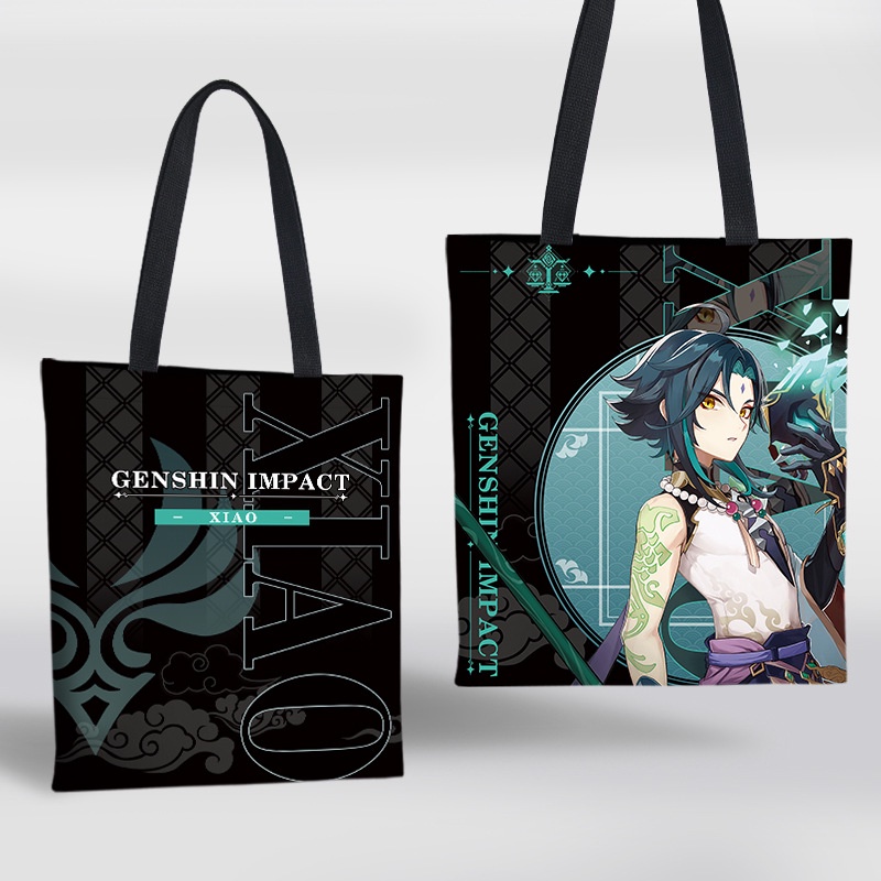 Túi xách vải canvas đeo vai in hình nhân vật genshin impact