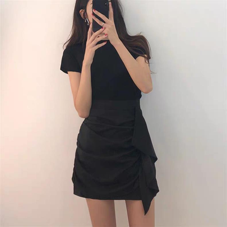 Chân Váy nữ ngắn, chân váy chữ A vạt cao chéo tà phong cách Hàn Quốc V049( có ảnh thật) | BigBuy360 - bigbuy360.vn