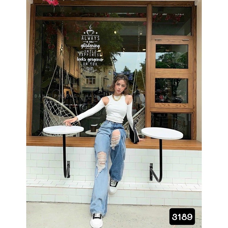 Áo croptop tay dài cut out vai hở ngực siêu sexy mie - 45TV