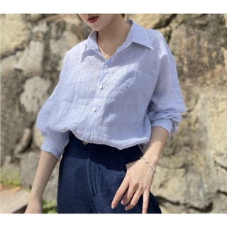 ÁO KẺ SỌC XANH CHẤT LINEN SIÊU MÁT Thích Mặc Đẹp