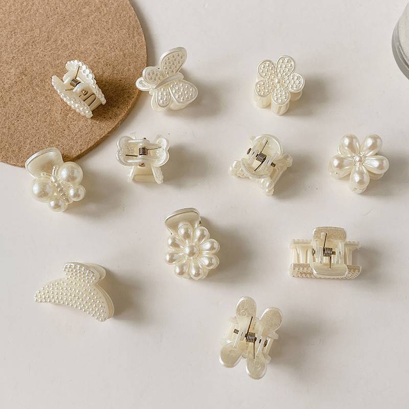 Kẹp Tóc / Kẹp Tóc Đuôi Ngựa Hình Vuông Nhỏ Đính Ngọc Trai Phong Cách Hàn Quốc Đơn Giản Thời Trang Cho Nữ