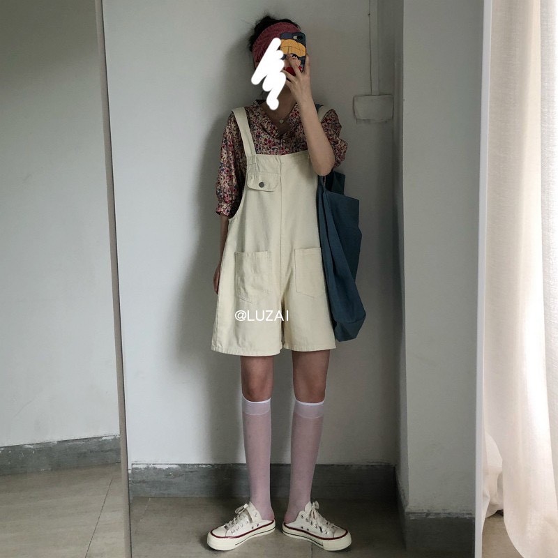 Yếm Quần Short Kaki Be Nữ Có Túi Ngực Fullsize Siêu Nữ Tính Ulzzang YQ07 | BigBuy360 - bigbuy360.vn