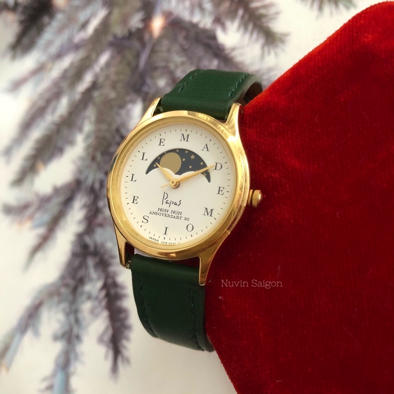 Đồng hồ si nhật nữ trăng sao Papas