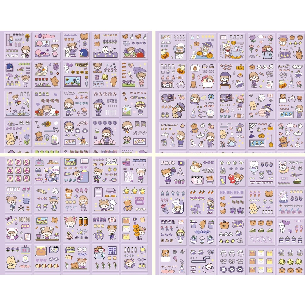 Set 10 tấm sticker cute chiết ngẫu nhiên từ hộp 100 sticker - Momo Chan