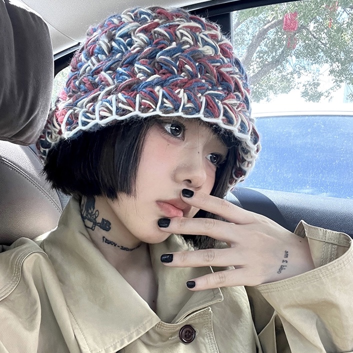 Mũ đan dệt MG STUDIO thiết kế phối nhiều màu thời trang