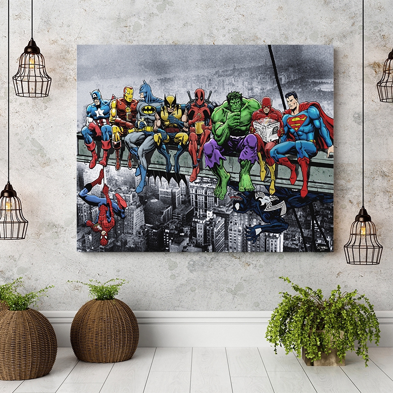 Tranh vải canvas treo tường trang trí nội thất họa tiết siêu anh hùng độc đáo