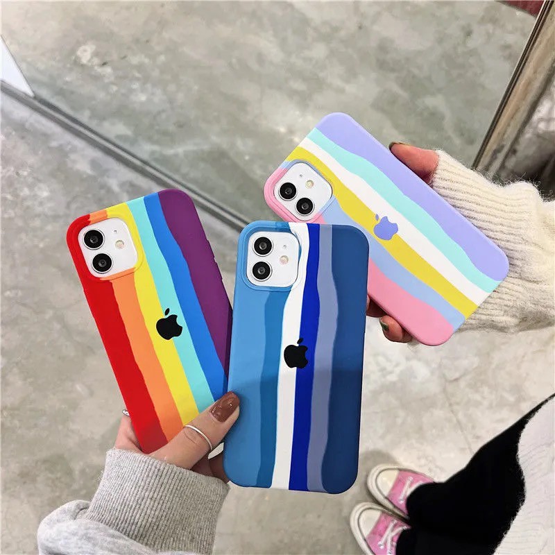 Ốp lưng iphone chống bẩn cầu vồng full viền cho 12ProMax 12 11 Pro / 11 Pro Max X XsMax Iphone 6 6plus 8plus | BigBuy360 - bigbuy360.vn