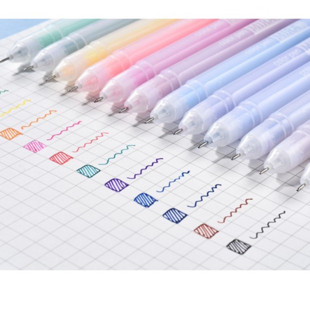 Set 12 bút mực gel Mira Full màu VPP Tuệ Minh nét 0.5mm cho học sinh và văn phòng tiện lợi