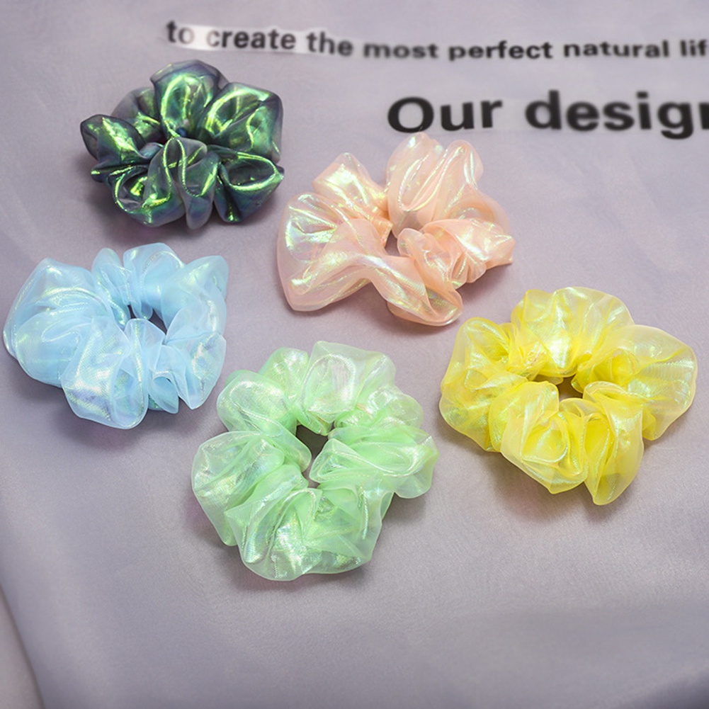 Dây Buộc Tóc Co Giãn Màu Trơn Lấp Lánh