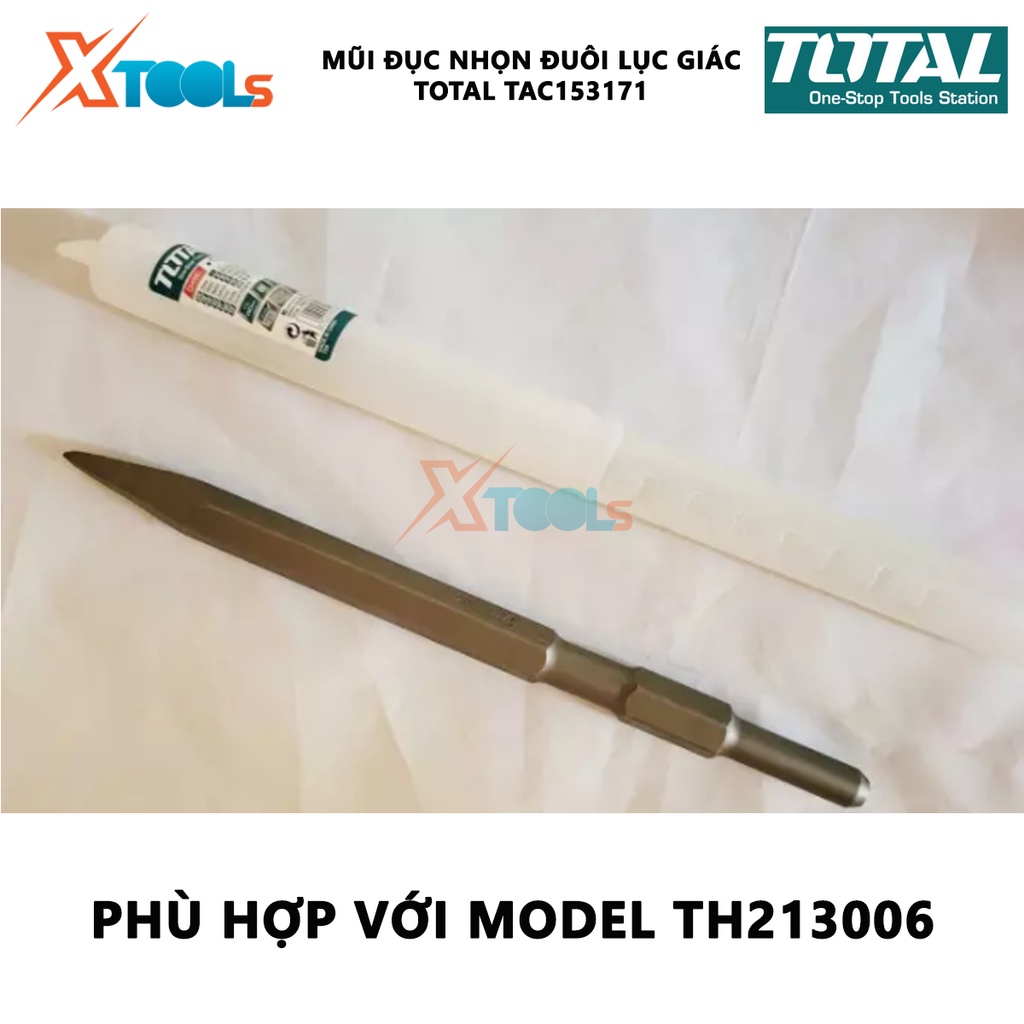 Mũi đục nhọn đuôi lục giác Total TAC153171 | mũi đục nhọn size 17x280mm, nhọn, độ bền cao, chịu nhiệt [XTOOLS]