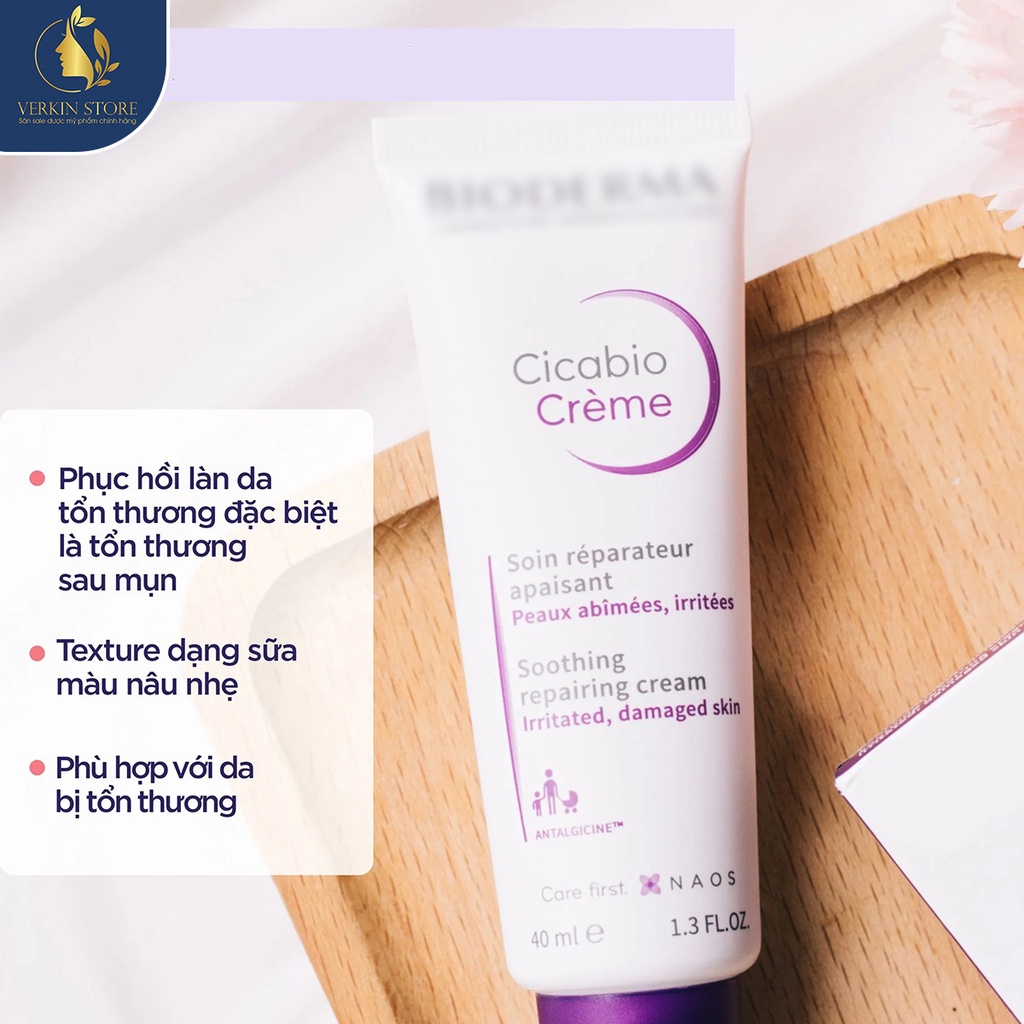 Kem dưỡng ẩm phục hồi da Bioderma Cicabio Creme 40ml  - Verkin Store