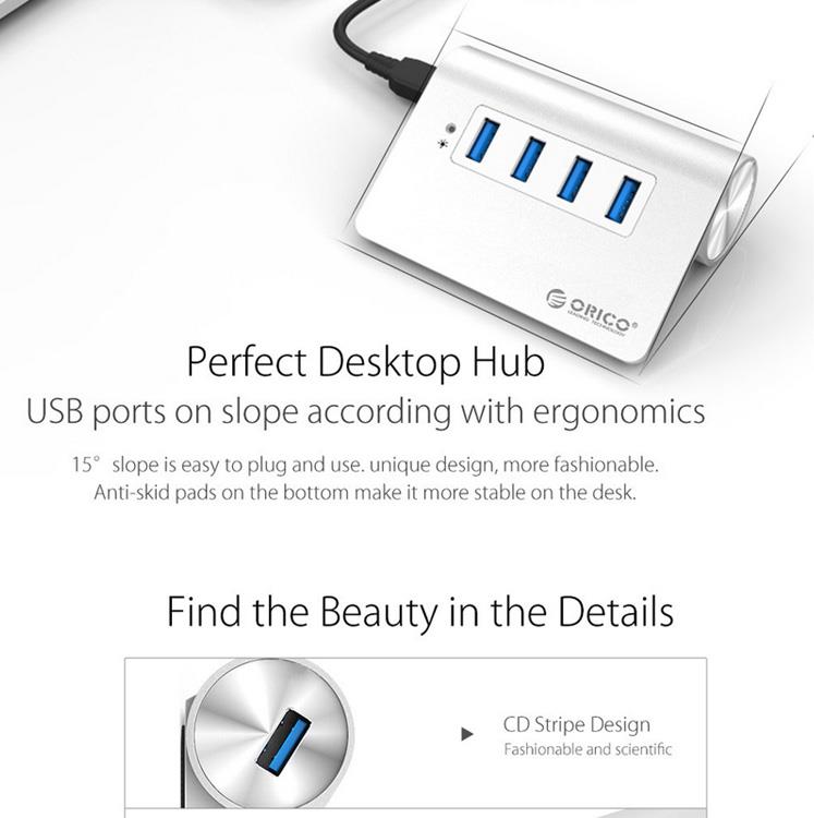 Thiết Bị Hub ORICO M3H4 4 cổng USB 3.0 Bằng Hợp Kim Nhôm
