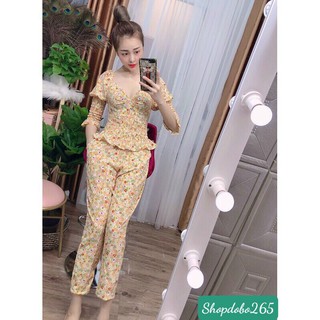 Đồ bộ nữ,đồ ngủ mặc nhà vải lụa hoa nhí siêu cưng 45-55kg