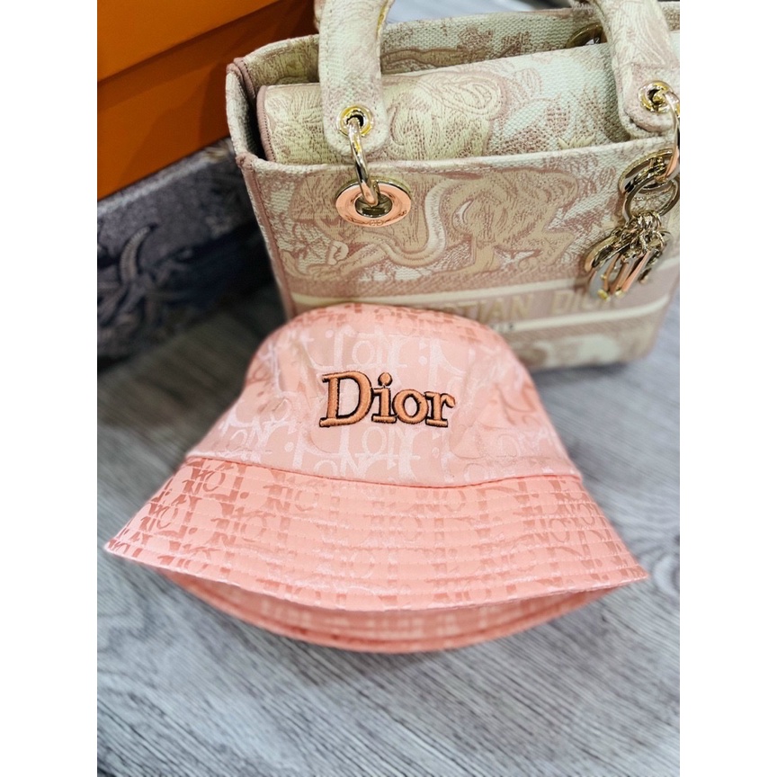 Nón thời trang, mũ Bucket vành cụp DIOR vải lụa đẹp thời trang