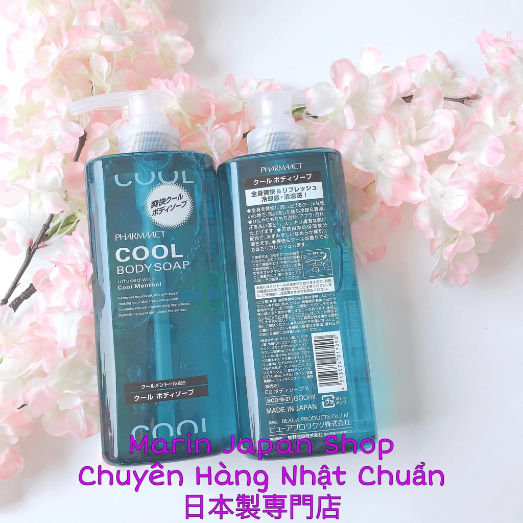 Sữa tắm cho nam Cool Body Soap Pharmaact (Hương bạc hà) - Nhật Bản