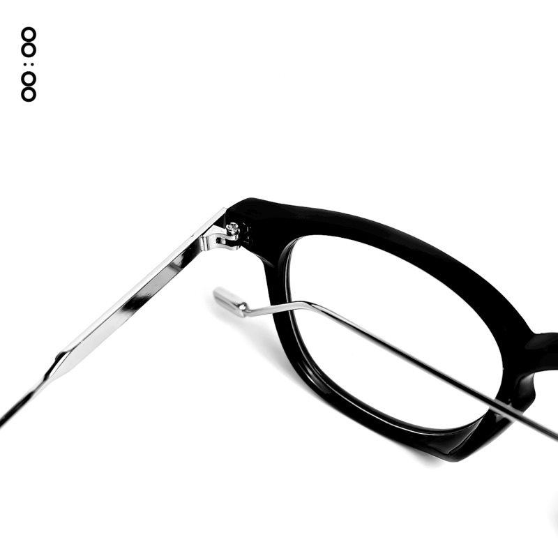 Gọng kính cận nam nữ THE88 dáng tròn khung kim loại loại phong cách Retro tròng giả cận chống ánh sáng xanh KC41