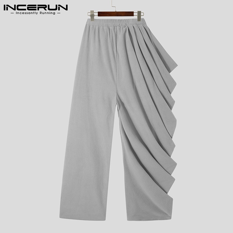 Quần dài INCERUN dáng rộng lưng thun phối dây rút thiết kế độc đáo thời trang cá tính cho nam