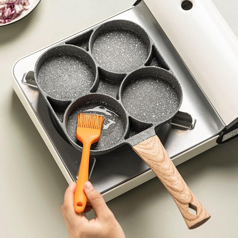 Chảo đá chống dính - Chảo đá 4 ngăn dùng được cho bếp từ, bếp điện, bếp hồng ngoại, bếp gas (CD4N)