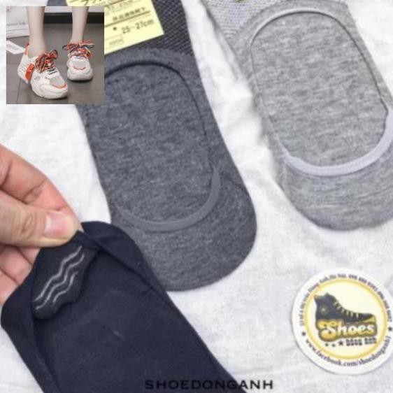QAvt - Tất cotton nam nữ co giãn độn gót silicon chống tuột. tất cho giày lười giày mọi