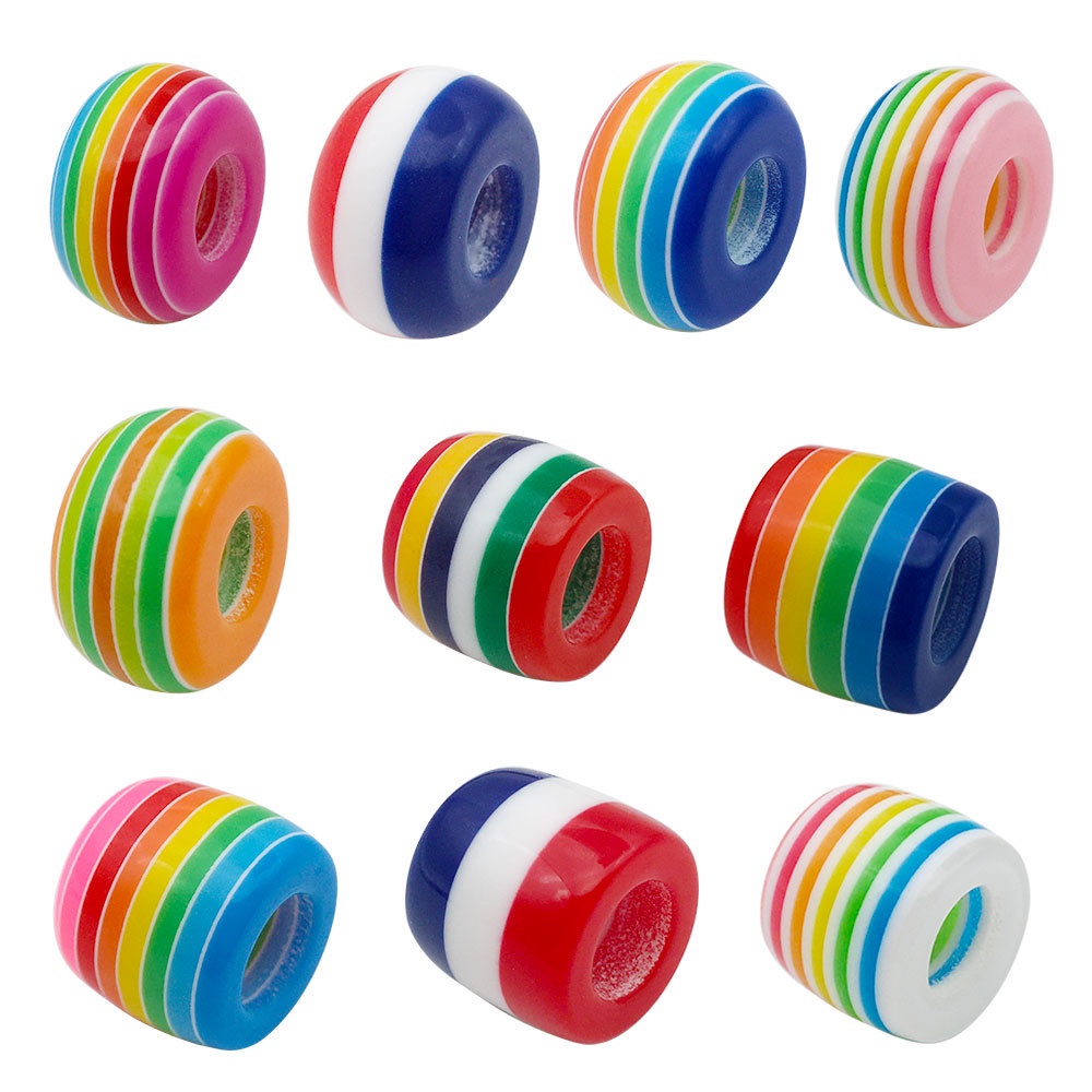 Set 5 hạt nhựa tròn 8*14mm nhiều màu sắc dùng làm phụ kiện vòng tay