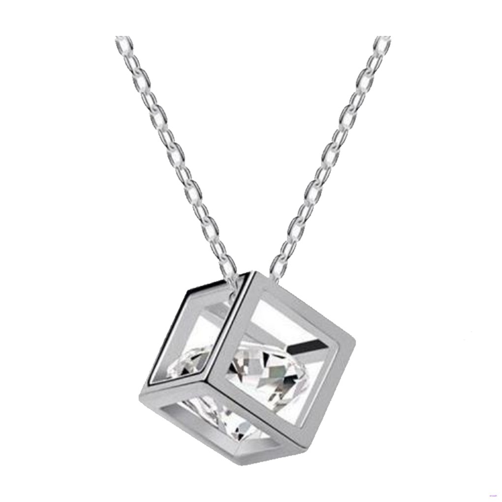 Dây Chuyền Hợp Kim Mặt Khối Lập Phương Đính Đá Xinh Xắn