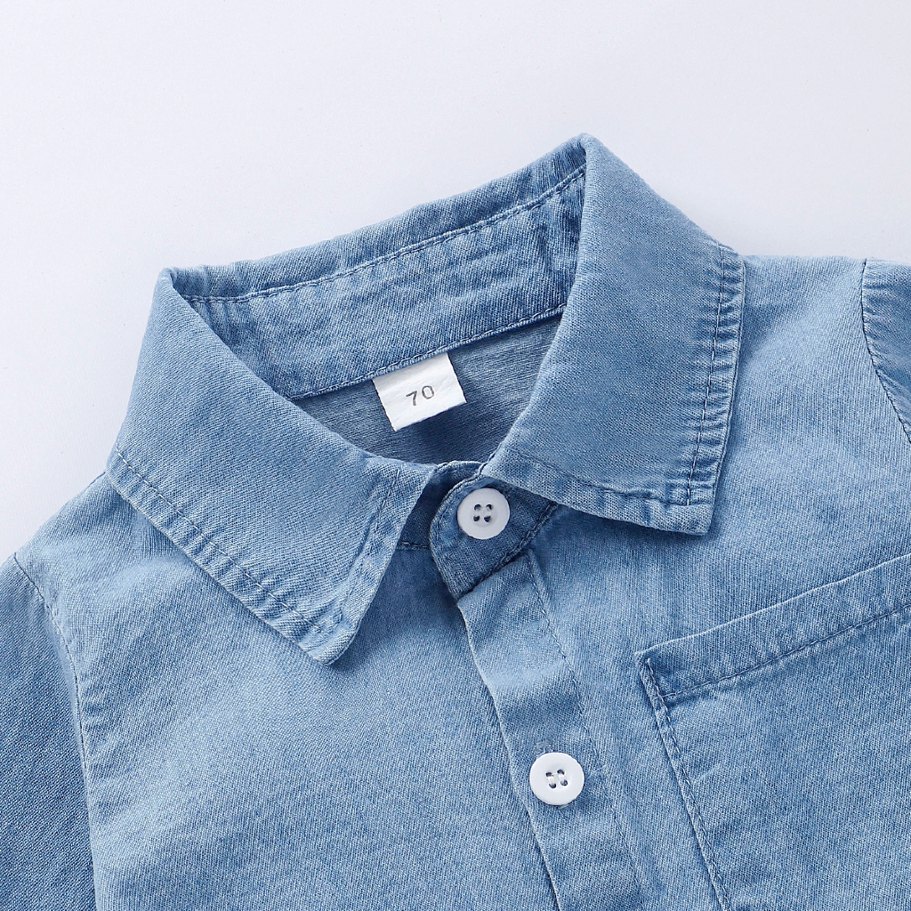 Áo Liền Quần Denim Dài Tay Thời Trang Dành Cho Trẻ Nhỏ