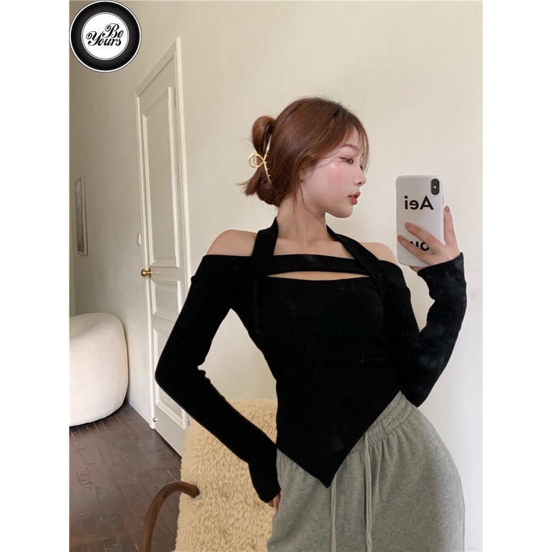 Áo Thun Croptop Tay Dài Hở Vai Ôm Dáng Kiểu Áo Hot Girl Kiểu Sang Chảnh "HỞ VAI ADAM" | BigBuy360 - bigbuy360.vn