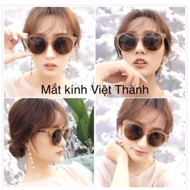 Kính Tròn Nâu Trà HotTrend Kính Thời Trang Chụp Hình Đi Biển