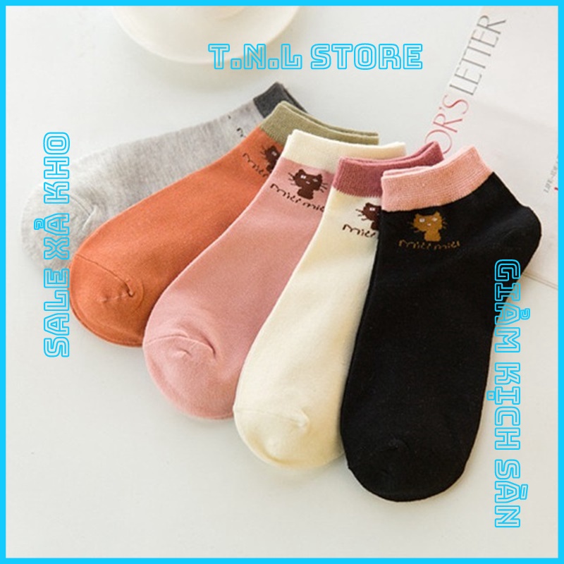 Tất vớ cổ thấp ngắn Mèo Miu Miu thời trang unisex nam nữ thể thao cao cấp