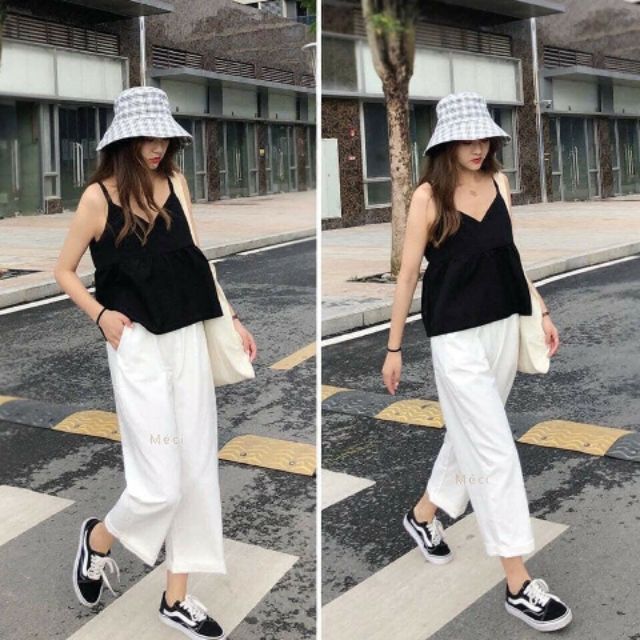 Quần culottes lửng khóa thật chất đũi siêu mát_Kim Anh Shop