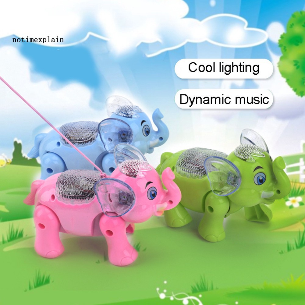 Đồ chơi voi biết đi có nhạc đèn kèm dây dắt (giao màu ngẫu nhiền theo bé gái bé trai) quà tặng cho bé trẻ em