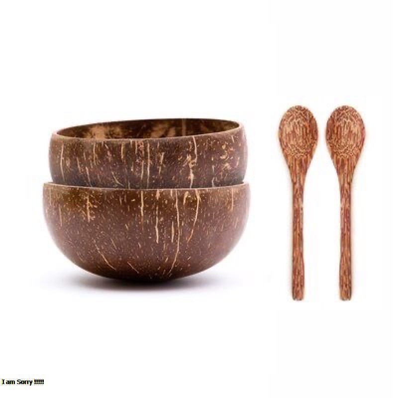 Combo Chén/ Bát gáo dừa + Muỗng gỗ dừa Loại size lớn 13 - 15cm  ăn kiêng, giảm cân