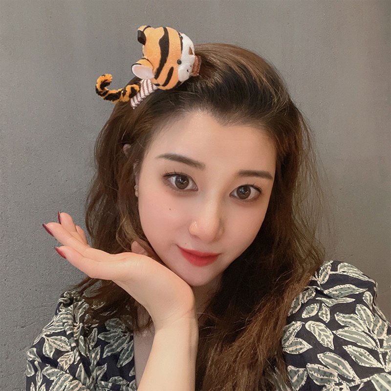 Kẹp Tóc Hình Hổ Hoạt Hình Chống Trượt Dùng Hóa Trang Halloween