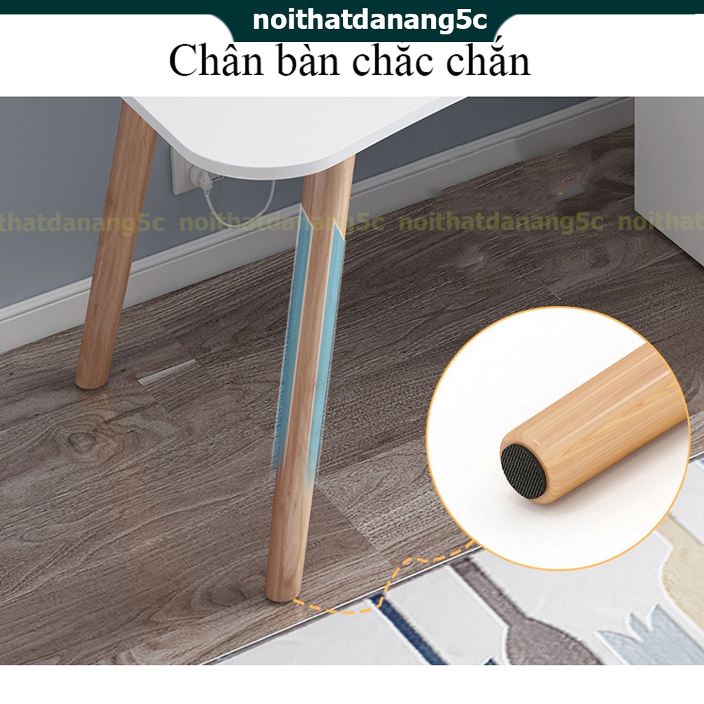 Bàn làm việc, bàn học phong cách Bắc Âu có hộc tủ chân gỗ tự nhiên, chất liệu gỗ MDF cao cấp