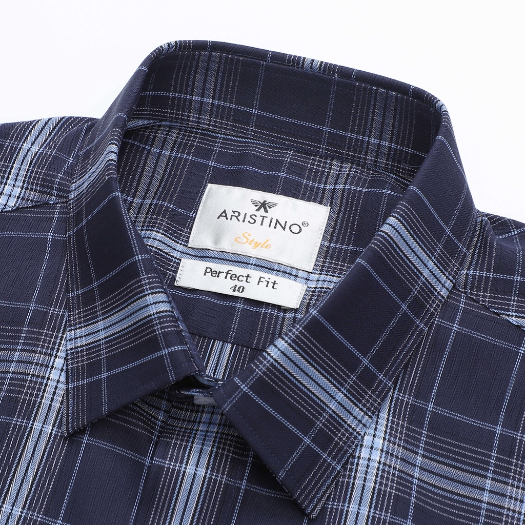 Áo sơ mi ngắn tay nam Aristino phom perfect fit, thiết kế tà bằng, màu tím than nổi bật - ASS471S2