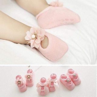 Set 3 đôi Giày len cho bé gái trai, set 3 đôi vớ nơ hoa cho bé gái