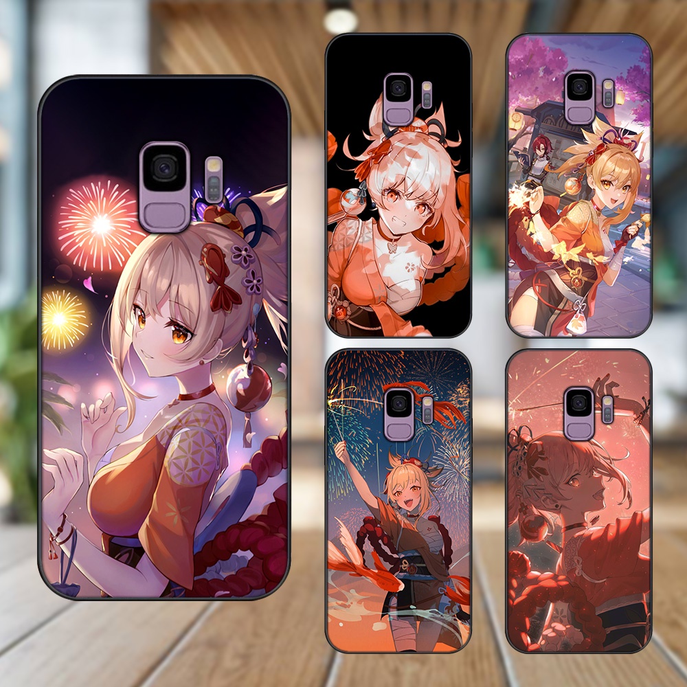 Ốp lưng Samsung S9 viền đen in hình Yoimiya Genshin Impact