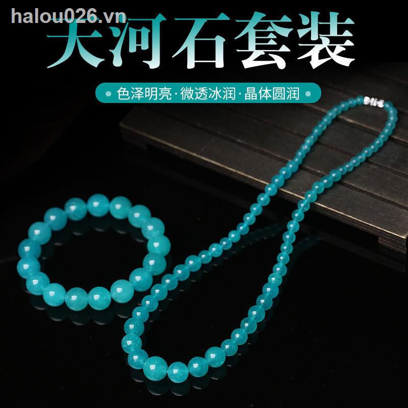 ✥❐۩[On stock] Lover necklace Natural ice amazonite crystal bracelet women s single circle couple bracelets mother s necklace men s multi-circle Buddhist beads
