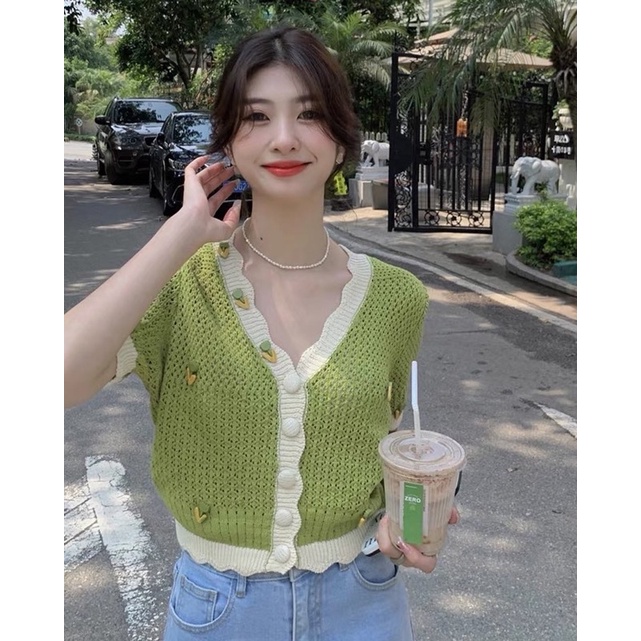 ÁO LEN MỎNG DÁNG CROPTOP XANH BƠ SIÊU XINH - DAILYWEAR