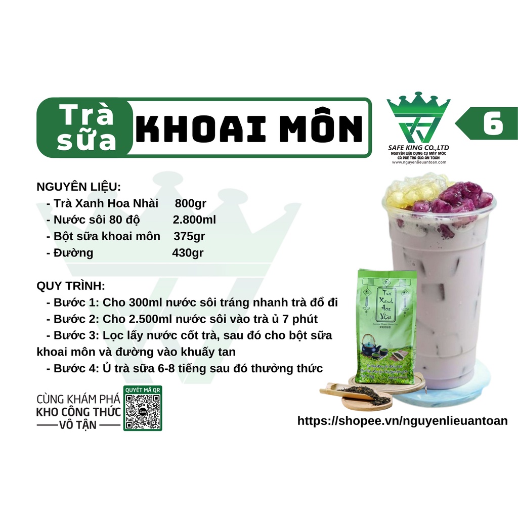 Trà Xanh Hoa Nhài WECHA 1KG, Trà Lài, Lục Trà, Trà Nhài Pha Trà Chanh, Trà Tắc, Trà Cái Cây, Trà Sữa Chuẩn Vị