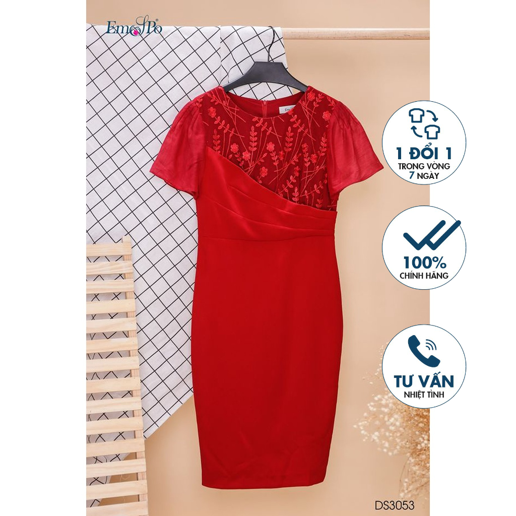 Đầm ôm Emspo phối ren hoa trước ngực DS3053