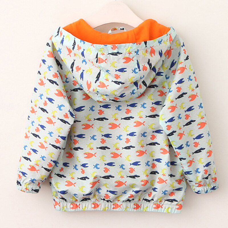 BEAR LEADER Áo Khoác Có Nón In Hình Cá Dễ Thương Thời Trang Mùa Thu 2017 Cho Bé Gái 3-7 Tuổi