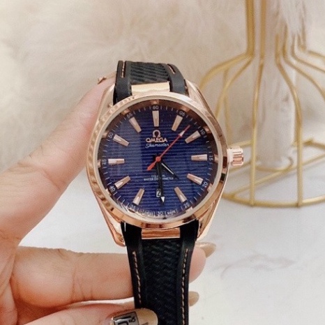 Đồng Hồ Nam Đeo Tay Dây Cao Su, Đồng Hồ Omega Nam Đẹp Cao Cấp Viền Kim Loại Chống Nước