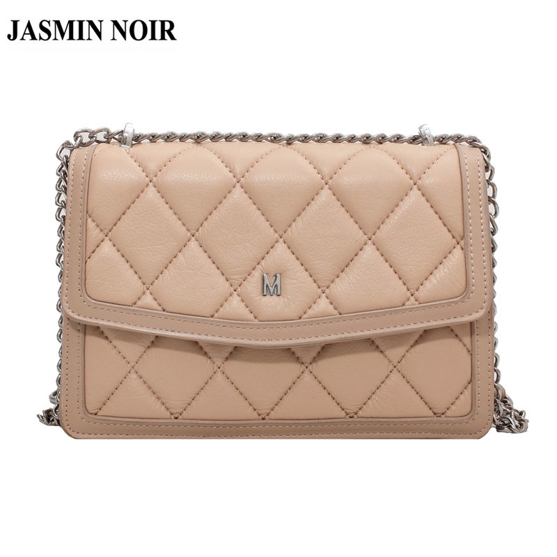 Túi Đeo JASMIN NOIR Chéo Dáng Vuông Nhỏ Họa Tiết Sọc Caro Phối Dây Xích Thời Trang Trẻ Trung Cho Nữ