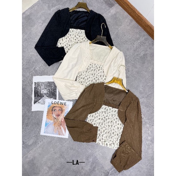 Áo bo hoa tay dài phong cách Korea