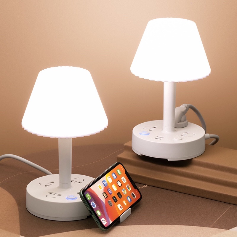 Đèn ngủ để bàn thông minh T5 - 4 ổ điện cắm trang trí phòng ngủ siêu dễ thương